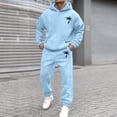 thumbnail image 4 of Men's Suits Product Title for Men Casual Solid Two Piece Hooded Sports Set with Raglan Sleeve Drawstring Pant Set, 4 of 5