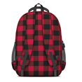 thumbnail image 3 of Red and Black Checkered Pattern Backpack for School, Cute School Bag with Adjustable Shoulder Straps and Padded Back, 16.9"x12.6"x5.9", 3 of 5