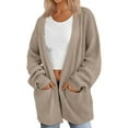 thumbnail image 2 of Womens Oversized Cardigan Soft Knit Cardigan Sweater with Pockets Khaki XL, 2 of 6