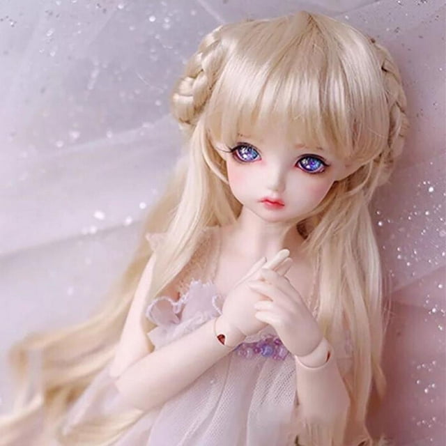 Perruque Poupée BJD/SD346Loli Fille Frange Cheveux Longs Accessoires Perruque Cheveux Bouclés Ondulés