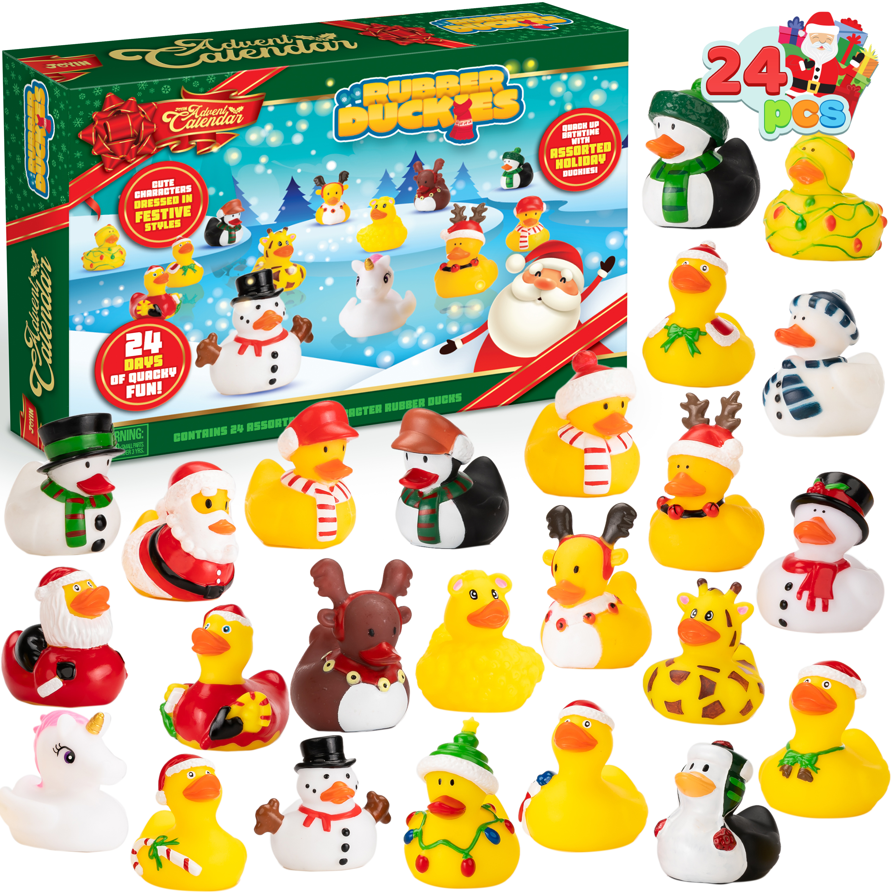 Joyfy Christmas Advent Calendar Rubber Ducks, 24-Pack photo 6