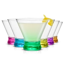 JoyJolt HUE 7 oz Martini Glasses Colored Base Set of 6