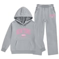 thumbnail image 6 of Tbopshirt Girls Hoodie and Pants Set Hooded Long Sleeve Fleece Lined Warm Solid Color Wide Leg Pants Fall Winter Casual Sport Wear 2-Piece Outfit 5-14 Years, 6 of 6