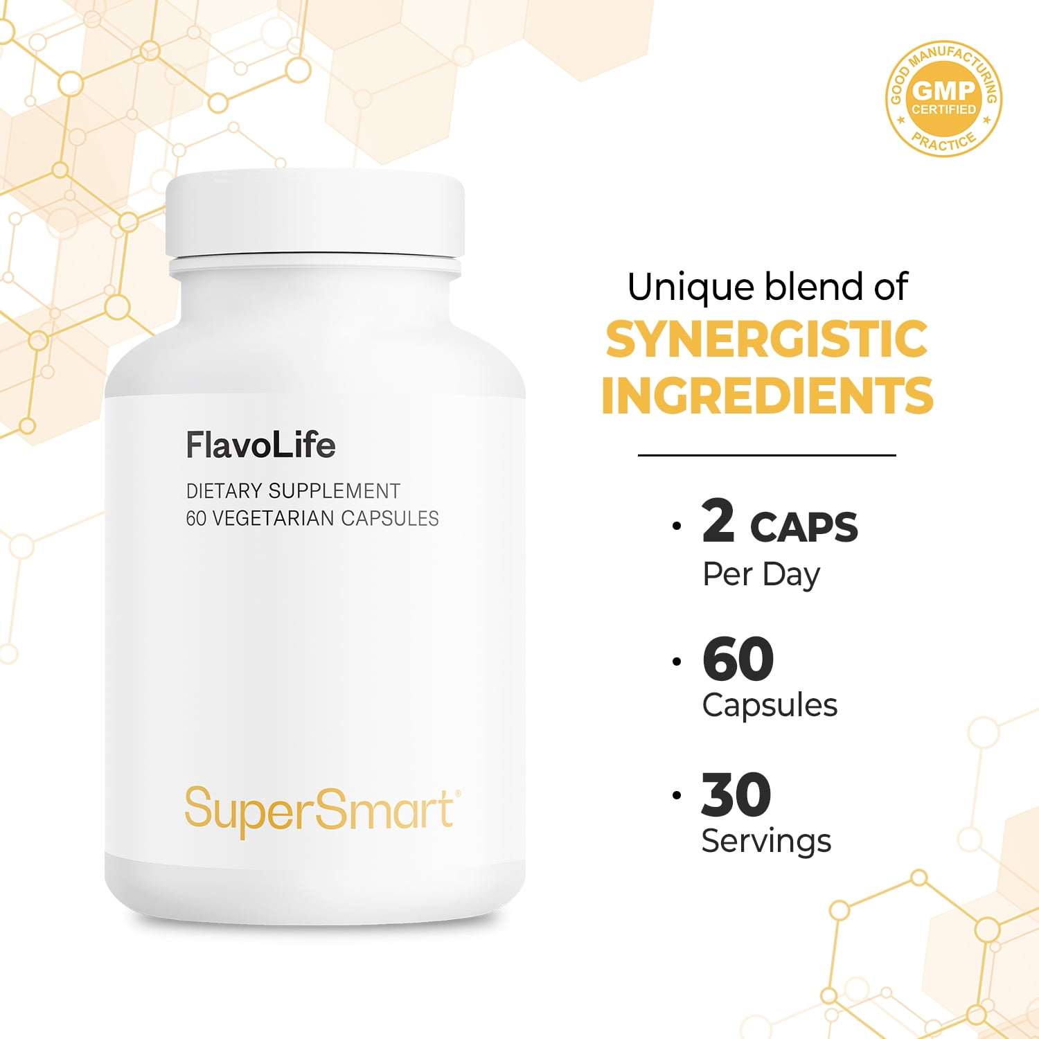 SuperSmart FlavoLife (Flavonoid Complex Supplement) - with Luteolin, Myricetin, Fisetin, Rutin, Quercetin, EGCG, Apigenin, Hesperidin | Non-GMO & Gluten Free - 60 Vegetarian Capsules