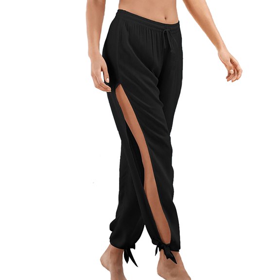 Ladies Summer Yoga Leisure Low Waist Slit Wide Leg Yoga Light Comfortable Flared Pants