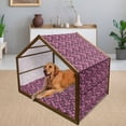 thumbnail image 2 of Flower Pet House, Modern Design Watercolor with Floral Leaf Seemed Ombre Style Print, Outdoor & Indoor Portable Dog Kennel with Pillow and Cover, 5 Sizes, Purple White, by Ambesonne, 2 of 4