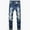 #03Blue, variant on Aoochasliy Mens Jeans Men's High End Stretch Nostalgic Frayed Slim Fit Jeans