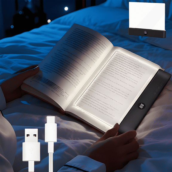 Lumalit Book Light Rechargeable, LED Clip-On Reading Light for Books, Upgraded Flat Panel Night Light with 3 Color Modes, Stepless Dimming & Timer, Anti-Glare Eye-Caring Design for Bed Reading