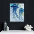 thumbnail image 4 of Lingy Beach Theme Canvas Wall Art, Watercolor Jellyfish, Sea Nautical Artwork Print Wall Decor Framed, Coastal Ocean Paintings Wall Decorations for Home Bathroom, Ready to Hang, 4 of 4