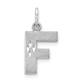 thumbnail image 1 of Diamond2Deal 14K White Gold Satin Diamond-Cut F Initial Charm for Women, 1 of 5