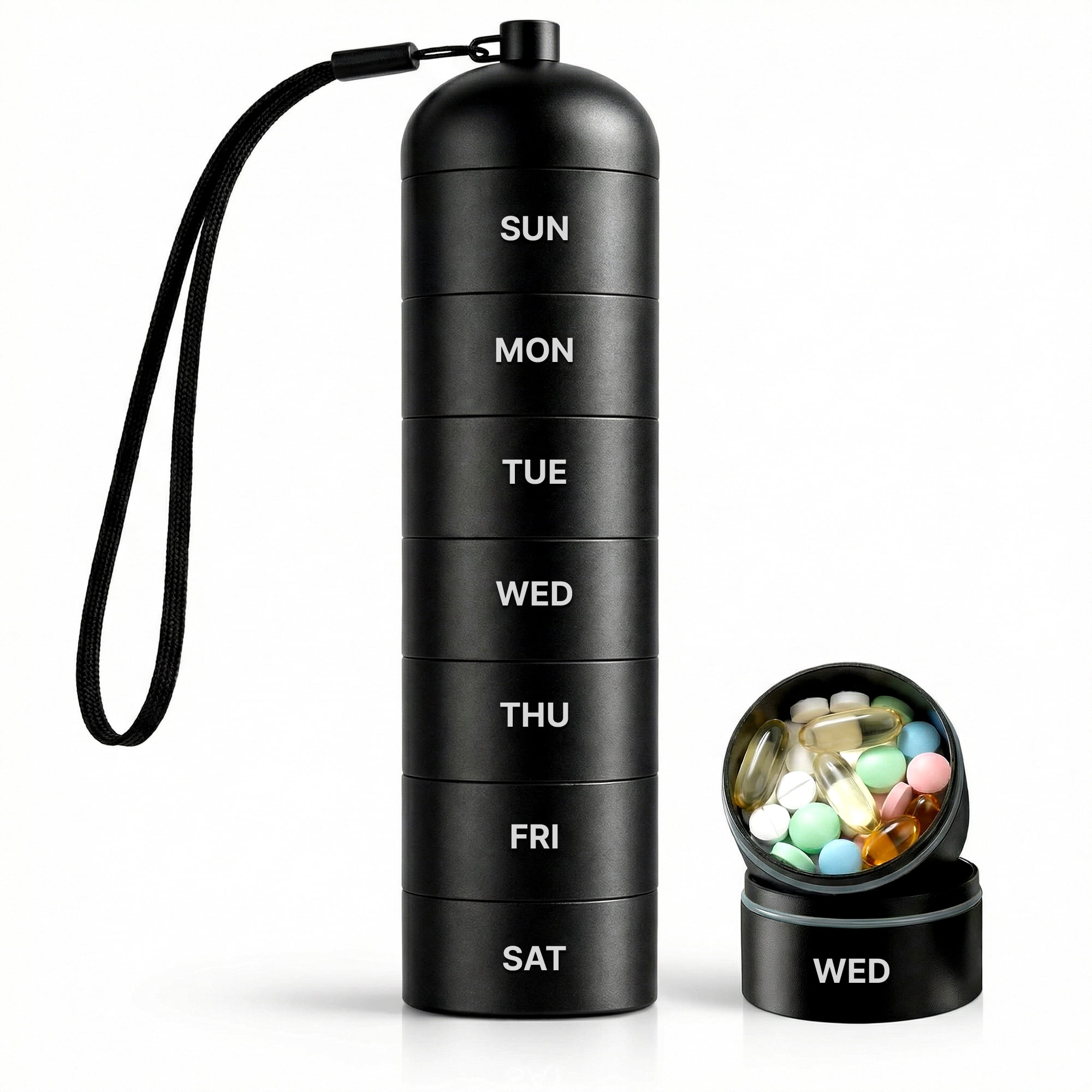 SUWU 5-Pack Pill Holder Keychain, Aluminium Alloy Mini, Waterproof