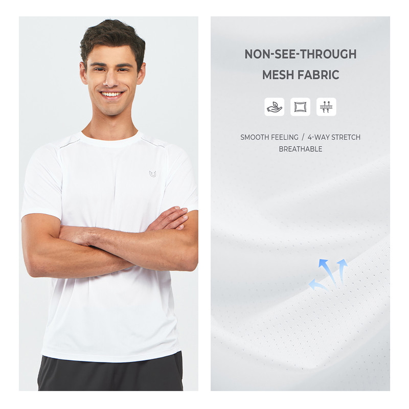 Playera atlética para hombre, manga corta, para correr y entrenar, blanca, talla L 3