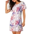 thumbnail image 2 of Pofeuu Lilies Flowers Print Women's Loose Fit Short Sleeve Nightgown, Comfortable Sleep Dress for Women, Casual Lounge Sleepwear, Soft Cotton Sleep Dress, 2 of 6
