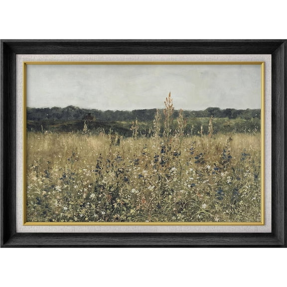 IDEA4WALL Premium Frame Wall Art Rustic Wildflower Country Landscape Print Nature Wilderness Illustrations Fine Art Floral Botanical Farmhouse Wall Decor for Living Room, Office - 26"x36" Black