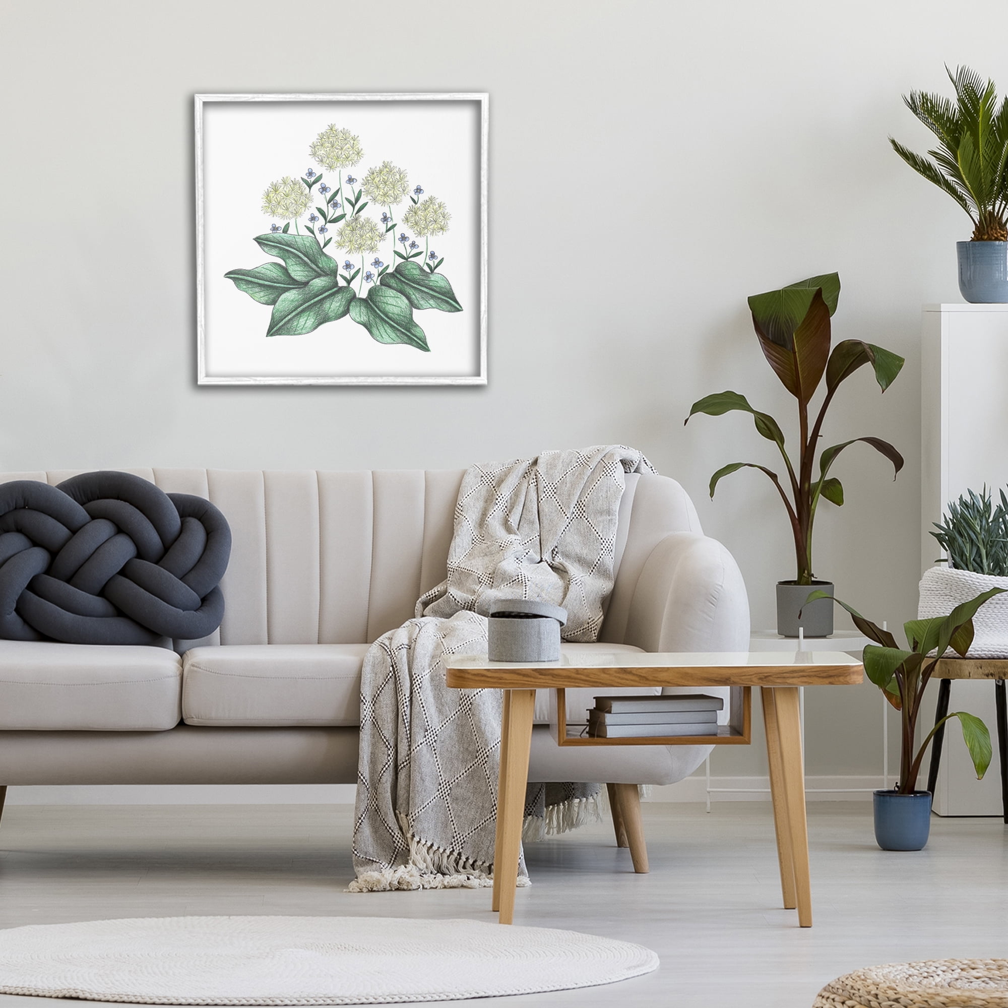 Hello Wildflower Vintage Sketch White Framed Giclee Art, design by Cecilia Battaini