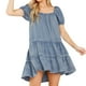thumbnail image 1 of Vestidos Para Mujer Moda Vacaciones Color Sólido Casual Manga Corta Vestido Con Dobladillo Suelto Falda Corta de Mezclilla Odeerbi  ODB127405, 1 of 9