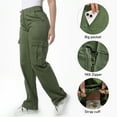 thumbnail image 3 of Soulsfeng Women's Baggy Cargo Pants Relaxed Fit Casual Cotton Pants with 6 Pockets Green Size 10, 3 of 7