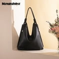 thumbnail image 5 of Montana West Hobo Bags for Women Soft Slouchy Top Handle Shoulder Purses Handbag with Knot Strap, Black, 5 of 7