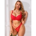 thumbnail image 4 of INSPIRE CHIC Women's Lace Underwire Bra Plus Size Full Coverage Lightly Padded Push Up Supportive Lingerie C 36 Red, 4 of 5