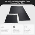 thumbnail image 4 of BalanceFrom 12-Pack 24”x24” Interlocking Foam Puzzle Exercise Mat, 1/2” Thick, Black, 4 of 9