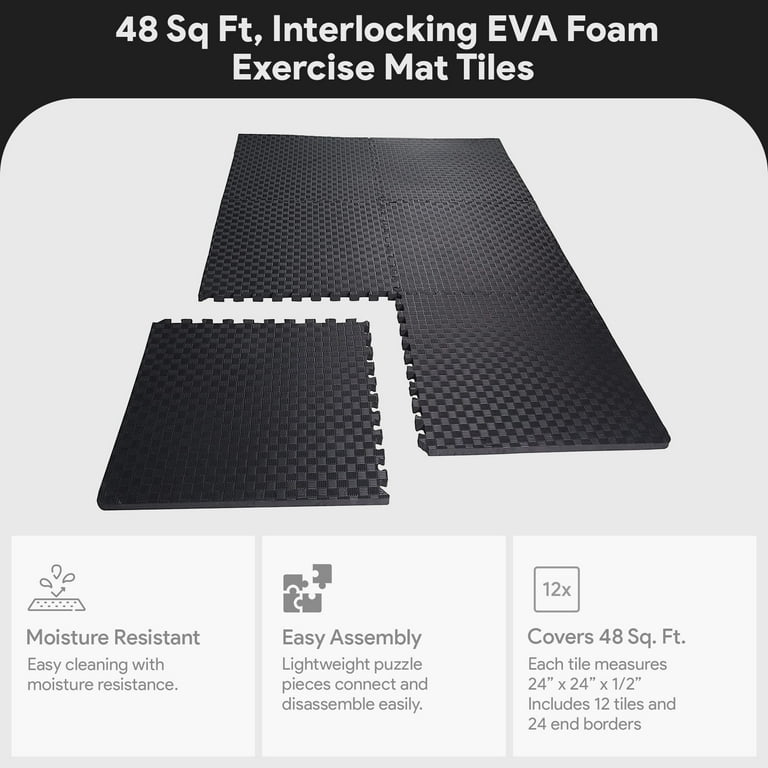 BalanceFrom 12-Pack 24‚Äùx24‚Äù Interlocking Foam Puzzle Mat, 1/2
