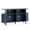 Blue, variant on BouPower 55 Inch Fluted Mid Century Modern Turntable Cabinet, Large Round Record Player Stand, Wood Vinyl Storage Table, Built-In Charging Station, Open Display Shelves