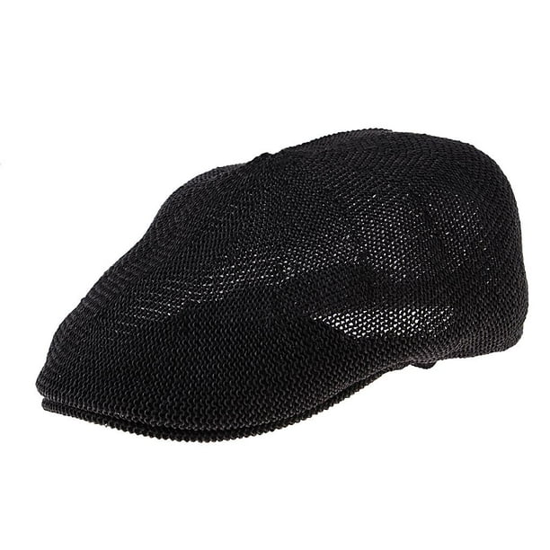 Sombrero de paja transpirable para hombre, estilo boina de repartidor de periódicos, estilo Ivy Cabbie Flat negro