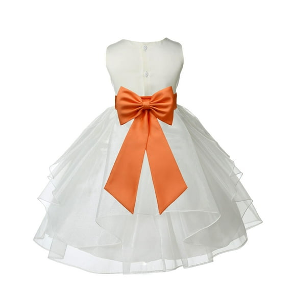 Ekidsbridal Ivory Orange Shimmering Organza Flower Girl Dress Junior Beauty Pageant Mini Bridal Gown Ballroom Dance Recital 4613T M