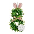 thumbnail image 1 of Corona de Pascua para puerta de entrada. Corona en forma de conejito con orejas y lazo. Letrero de bienvenida. Blanco, 1 of 9