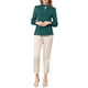 thumbnail image 2 of Blusa con cuello alto plisada de botón y abertura para mujer Inspire Chic 3XL verde profundo, 2 of 7