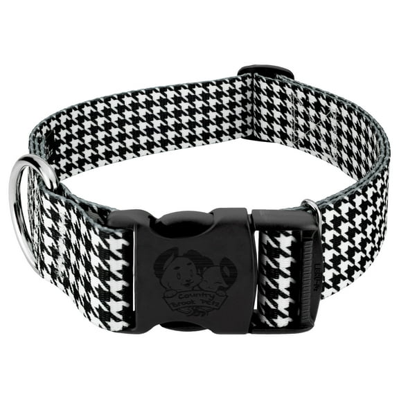 Country Brook Petz® 1 1/2 inch Deluxe Houndstooth Dog Collar, Medium