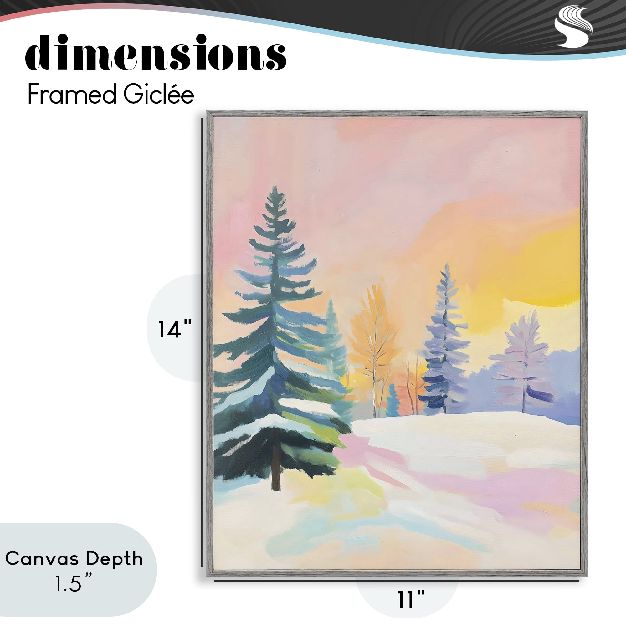 Stupell Industries Winter Forest Snowscape in Pastels Gray Framed Giclee Art, design by The Prints Vibe