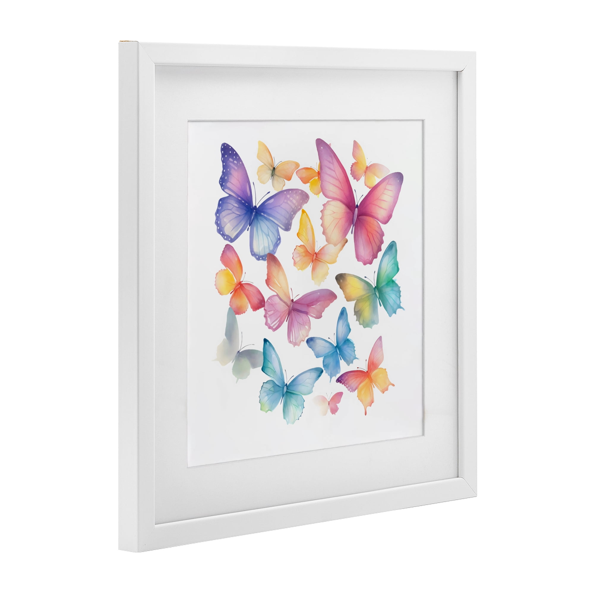 Stupell Industries Rainbow Butterflies Rabble White Framed Print Under Glass, design by Creative Studio