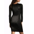 thumbnail image 3 of MODA NOVA Women's Plus Dress V Neck Long Sleeve Above Knee Dresses L Black, 3 of 7