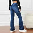 thumbnail image 6 of Difdany Butt Lifting Low Rise Jeans for Women Trendy Stretch Wide Leg Pants Denim Dark Blue L, 6 of 8