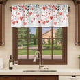 thumbnail image 6 of Valentines Curtain Valances for Windows, Kitchen Valance Window Treatments Panel 2 Pack, Watercolor Love Heart Botanical Rod Pocket Short Curtains for Bathroom Bedroom 42 x 18 Inch, 6 of 8