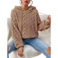 thumbnail image 2 of Suéter Holgado de Franela con Capucha para Mujer, Larga y Cálido para Invierno Caqui S, 2 of 8