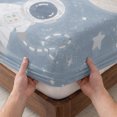 thumbnail image 3 of Full Size Fitted Sheet Set - Cartoon Universe 3 Piece Bedding Sets 16" Deep Pocket Fitted Sheet with 2 Pillowcases, Retro Blue Outer Space Moon Rocket Brushed Microfiber Hotel Luxury Bed Sheets, 3 of 9