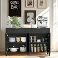 thumbnail image 4 of 55" Fluted Buffet Cabinet, Black Sideboard Buffet Cabinet with Storage &Drawers&Shelves, 4 of 6