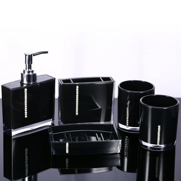 HURRISE Porte-Accessoires de Salle de Bain en Acrylique 5 Pcs Gobelet de Bain Bouteille Porte-Brosse à Dents Porte-Savon