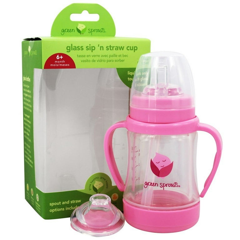 Ginbear 2-in-1 Sip-N-Straw Cup for Baby Girl, Spill Proof Toddler