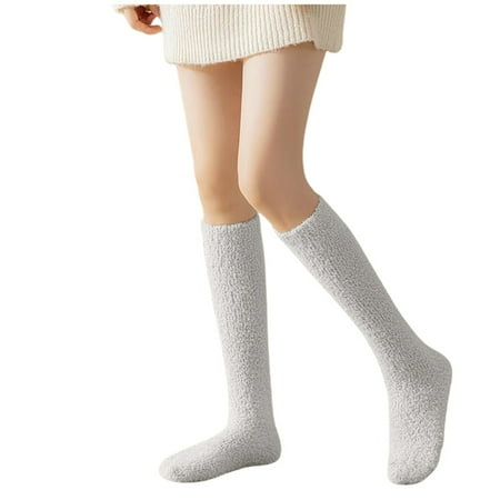 LARUYEKO Coral Velvet Calf Socks for Women in Autumn and Winter Plus Velvet Thickened Home Floor Sleeping Confinement Warm Winter Stockings Dolls Lingerie Footlocker I Heart Raves Sequin Compression