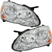 SCITOO Headlight Assembly For Toyota Corolla 2003-2008 Chrome Housing Amber Reflector Clear Lens Driver and Passenger Side Headlamp