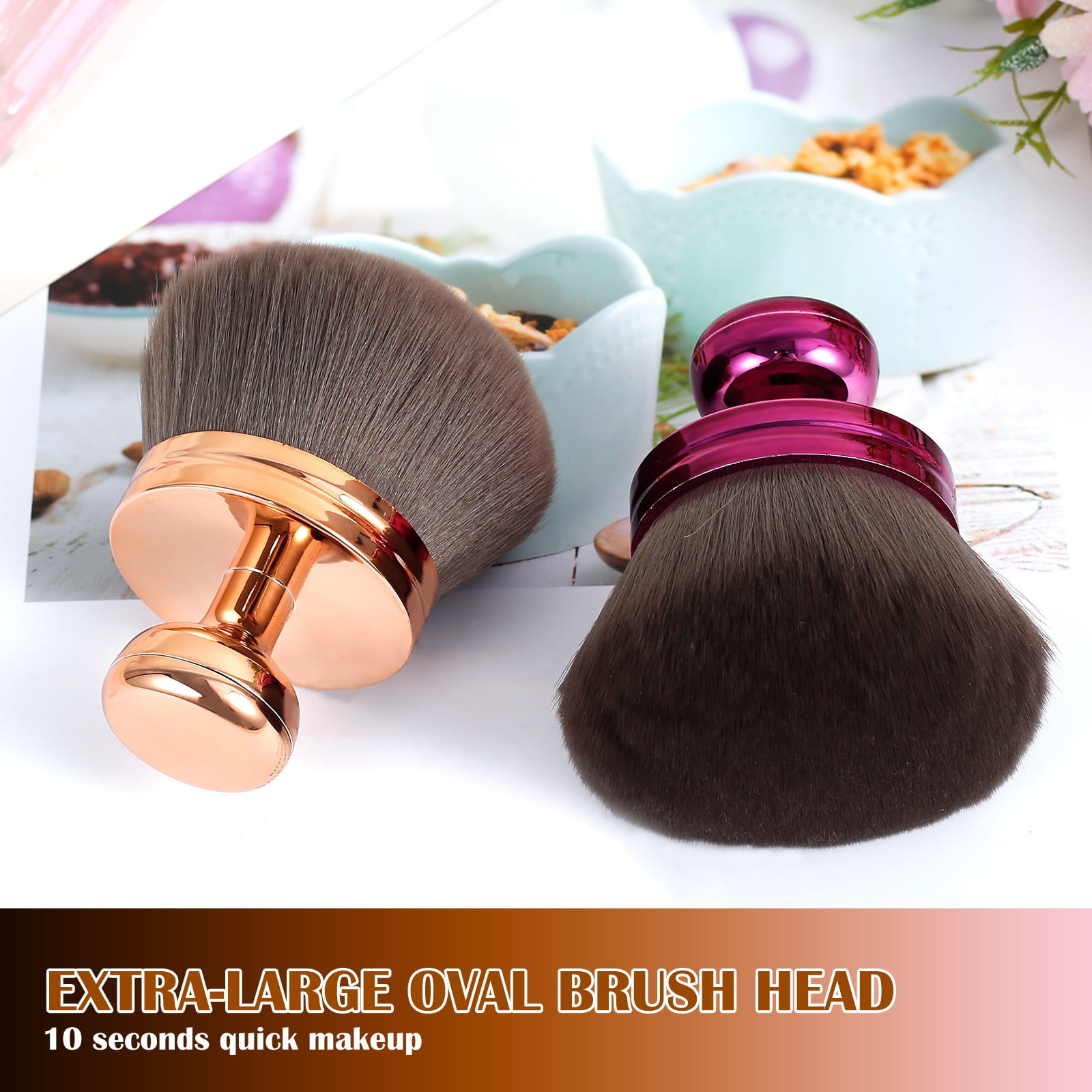 NUAHRHY 2pcs Self Tan Back Applicator Set Multipurpose Portable Large Body Makeup Brush Professional Oval Face Leg for Beginner Purple Gold