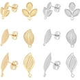 thumbnail image 1 of 24 pendientes de hoja de 3 estilos con tuercas para orejas, hipoalergénicos, con pasador de 0,7 mm, de acero inoxidable., 1 of 9