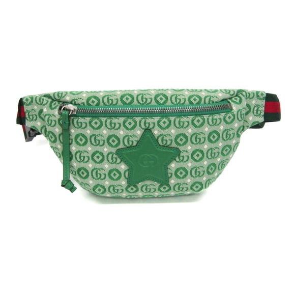Pre-Owned Gucci Interlocking G Childrens Belt Bag 502095 Boys,Girls Canvas Fanny Pack Green