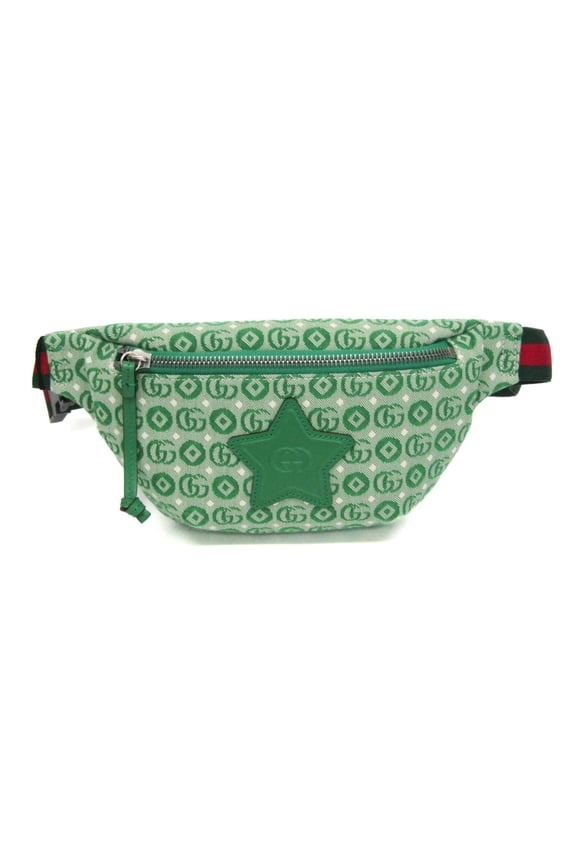 Pre-Owned Gucci Interlocking G Childrens Belt Bag 502095 Boys,Girls Canvas Fanny Pack Green