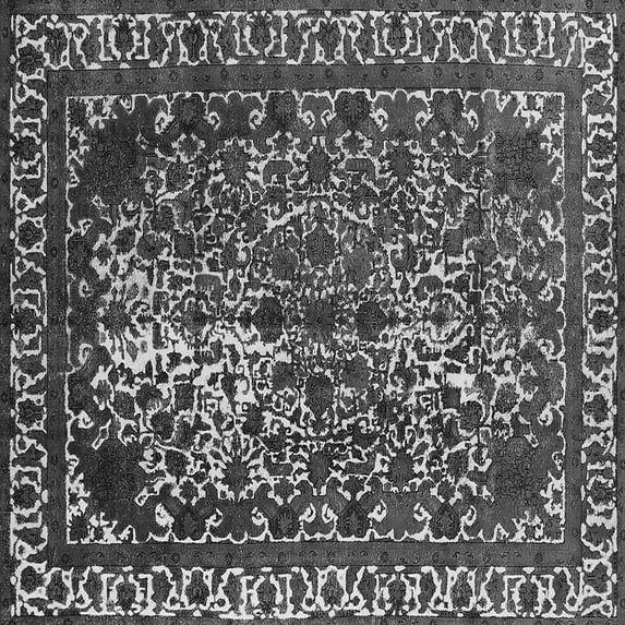 Ahgly Company Indoor Square Oriental Gray Industrial Area Rugs, 8' Square