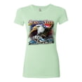thumbnail image 2 of Born To Be Free Blad Eagle and American Flag Cars and Trucks Womens Slim Fit Junior Tee, Mint, Small, 2 of 3
