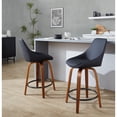 thumbnail image 2 of Carson Carrington  Alba 24" Fixed-Height Upholstered Counter Stool with Bent Wood Legs & Round Footrest (Set of 2) Black Faux Leather/Walnut, 2 of 5